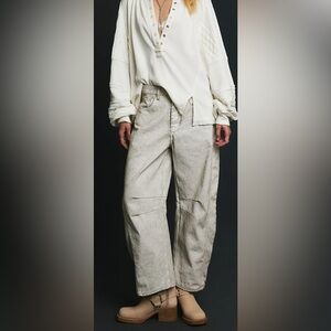 Free People We The Free Good Luck Coated Barrel Jeans